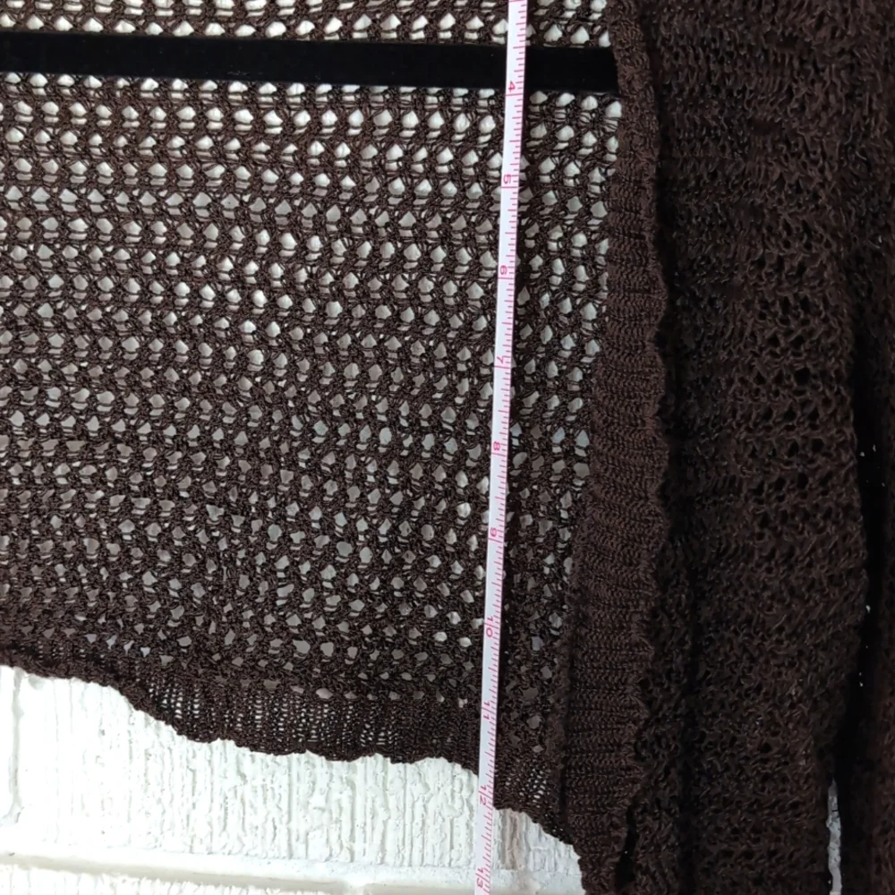 Cropped Crochet Shrug Bolero Dark Brown Y2K - Picture 4 of 4